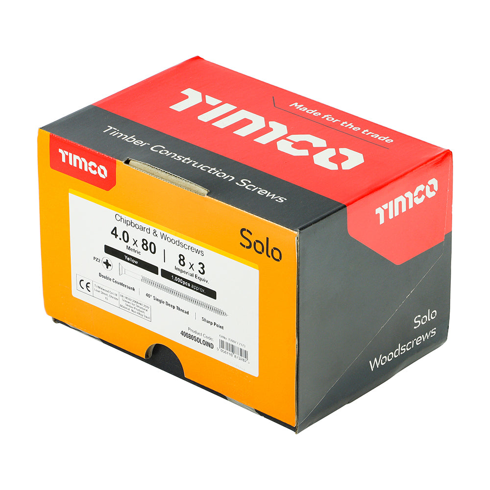 TIMCO Solo Countersunk Gold Woodscrews - 4.0 x 80 - Image