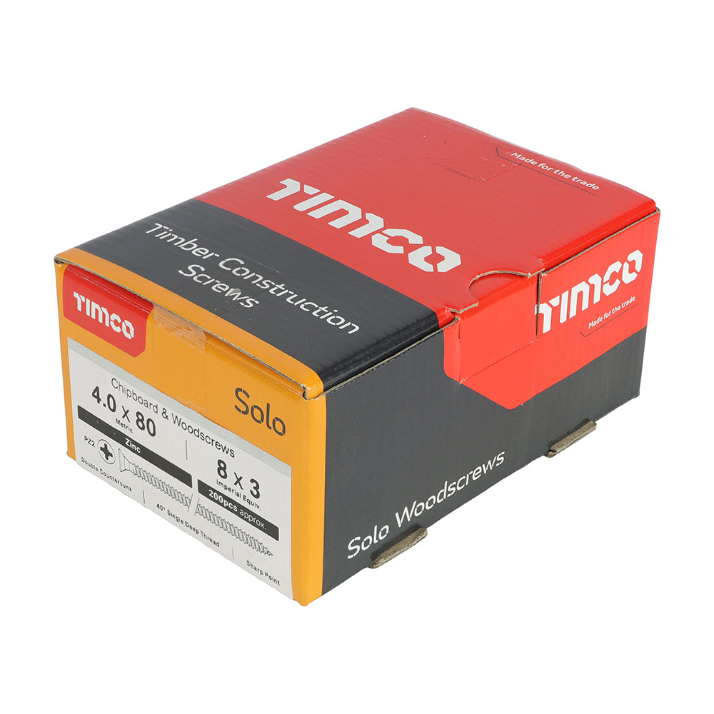 TIMCO Solo Countersunk Silver Woodscrews - 4.0 x 80 - Image