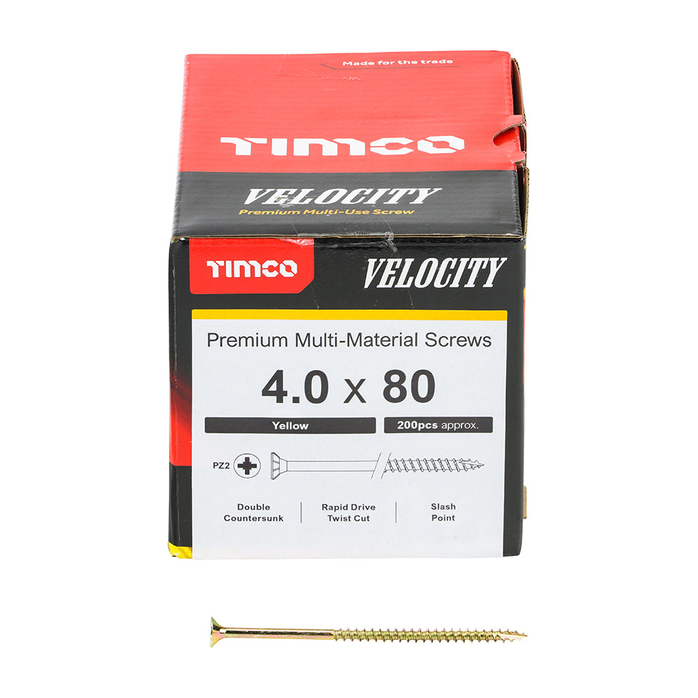TIMCO Velocity Premium Multi-Use Countersunk Gold Woodscrews - 4.0 x 80 - Image