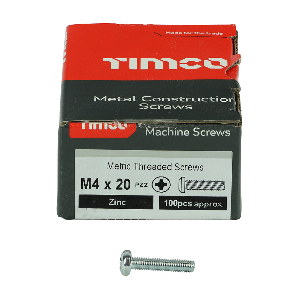 TIMCO Machine Pan Head Silver Screws - M4 x 20 - Image