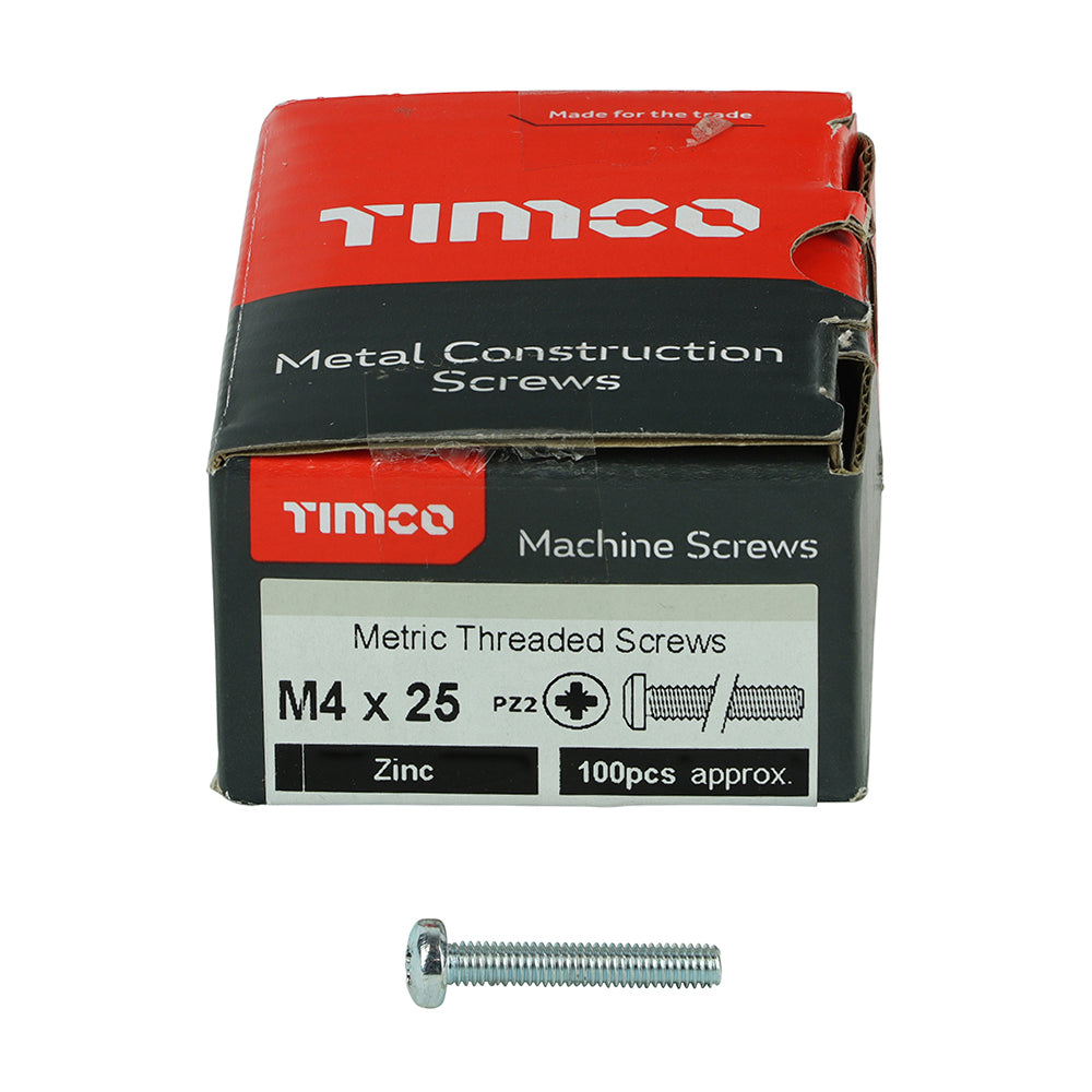 TIMCO Machine Pan Head Silver Screws - M4 x 25 - Image