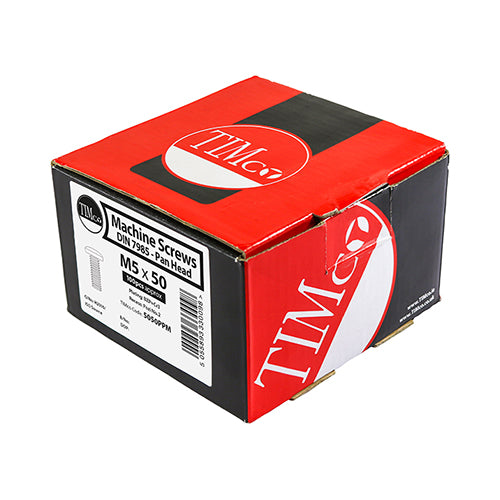 TIMCO Machine Pan Head Silver Screws - M4 x 50 - Image