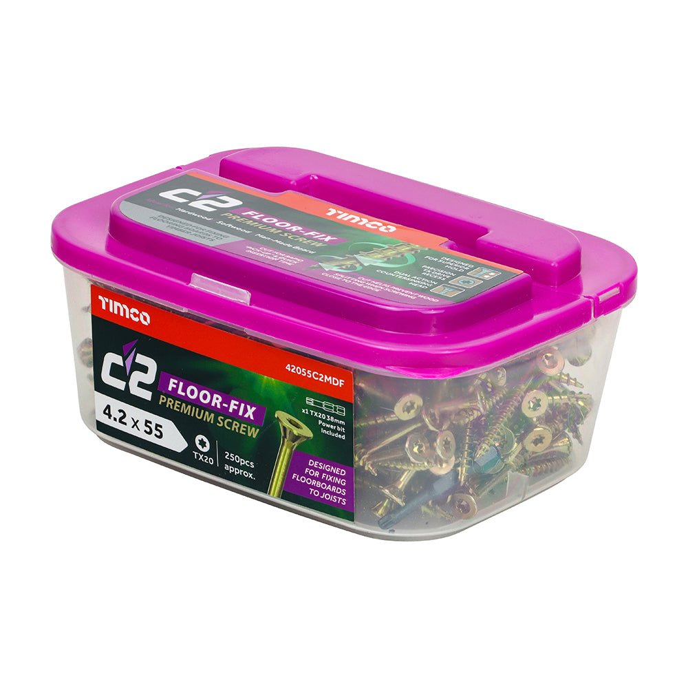 TIMCO C2 Flooring-Fix Premium Flooring & MDF Gold Woodscrews - 4.2 x 55