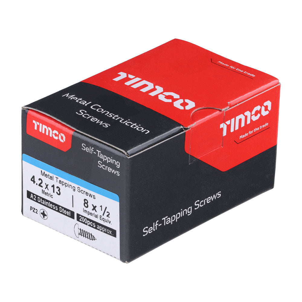 TIMCO Self-Tapping Pan Head A2 Stainless Steel Screws - 4.2 x 13 - Image