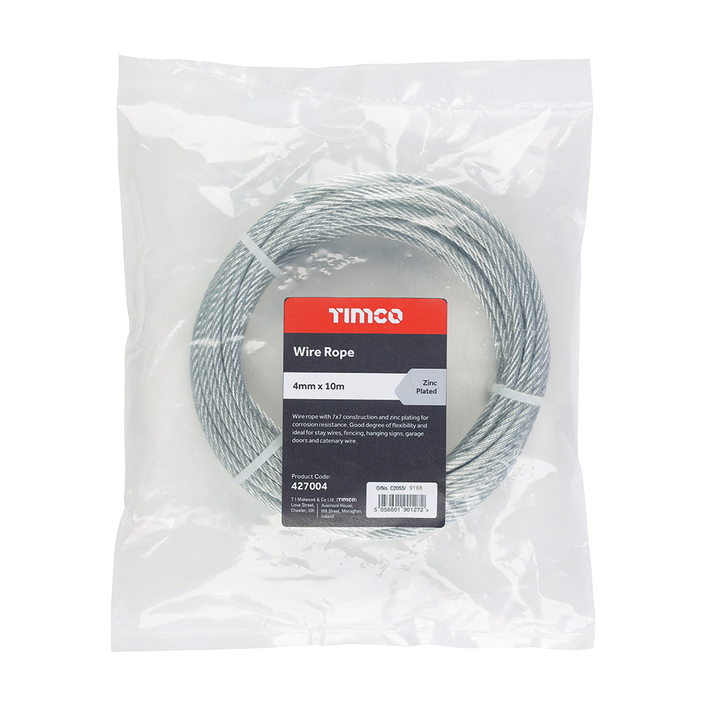 TIMCO Wire Rope - Zinc - 4mm x 10m - Image