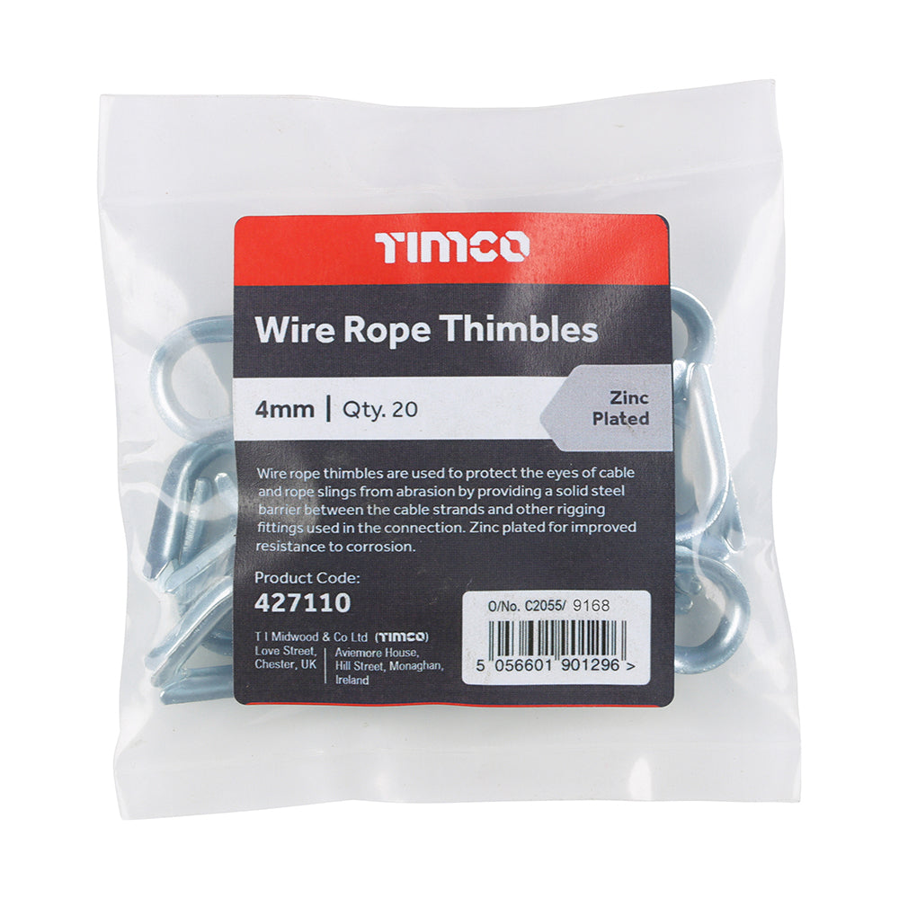 TIMCO Wire Rope Thimbles - Zinc - 4mm - Image