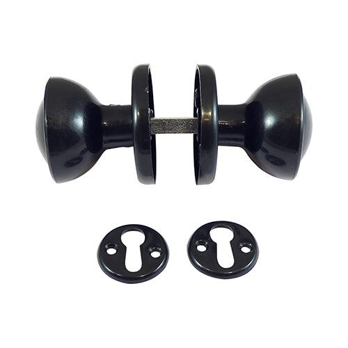 TIMCO Plastic Rim / Mortice Knob Set Black - 50mm - Image