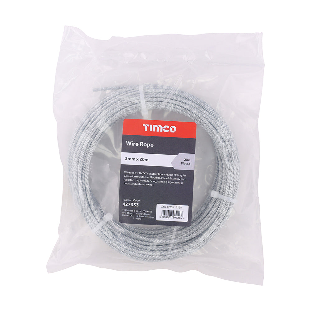TIMCO Wire Rope - Zinc - 3mm x 20m - Image