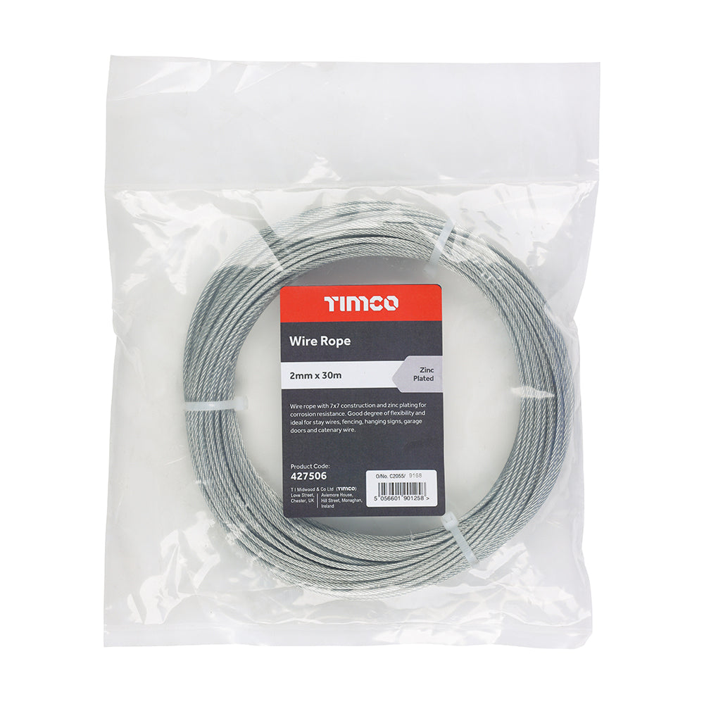 TIMCO Wire Rope - Zinc - 2mm x 30m - Image