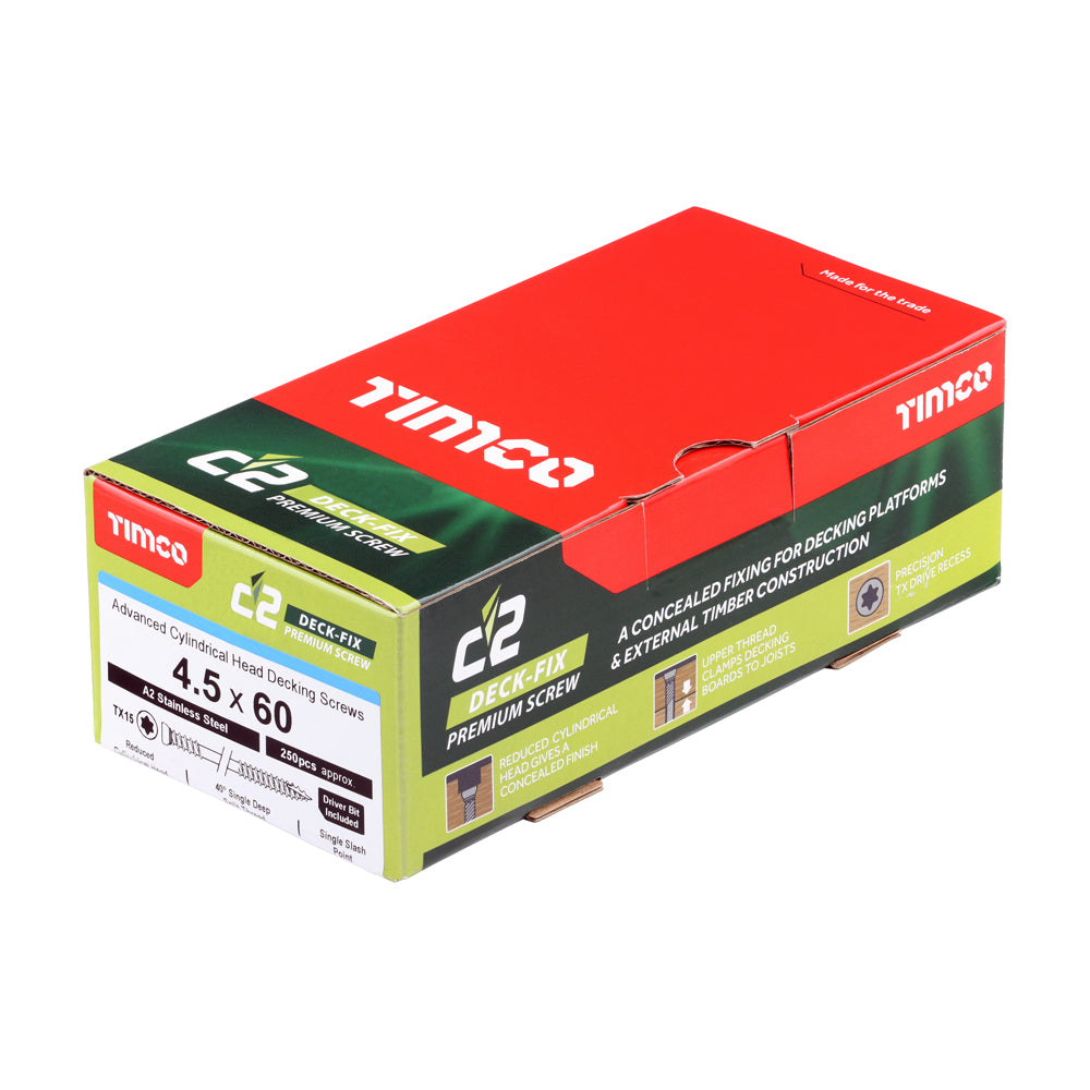 TIMCO Decking Screws Cylinder Head A2 Stainless Steel - 4.5 x 60 - Image