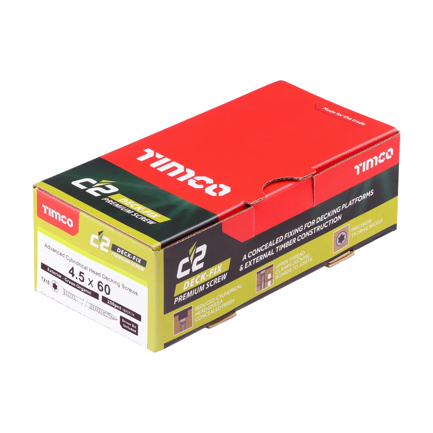 TIMCO C2 Deck-Fix Premium Cylinder Head Green Decking Screws - 4.5 x 60