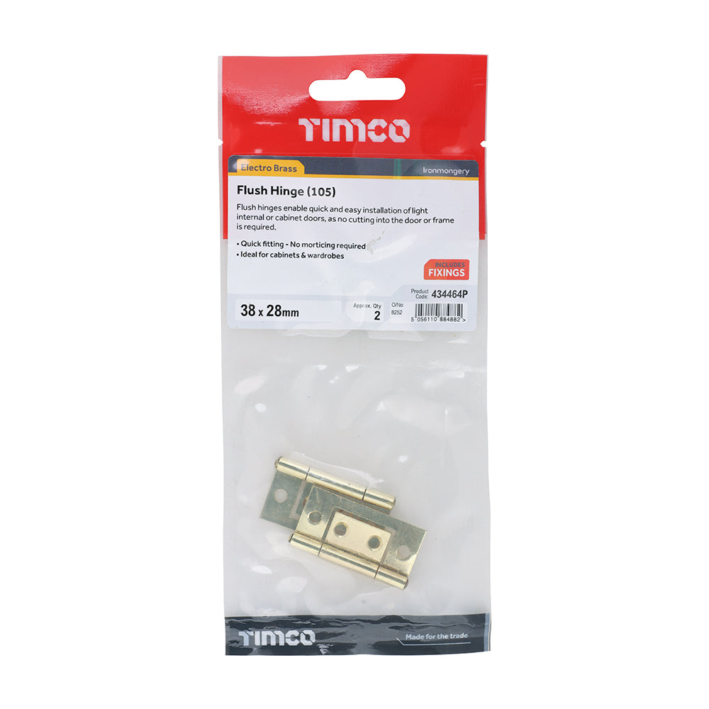 TIMCO Flush Hinge (105) - Electro Brass - 38 x 28 - Image