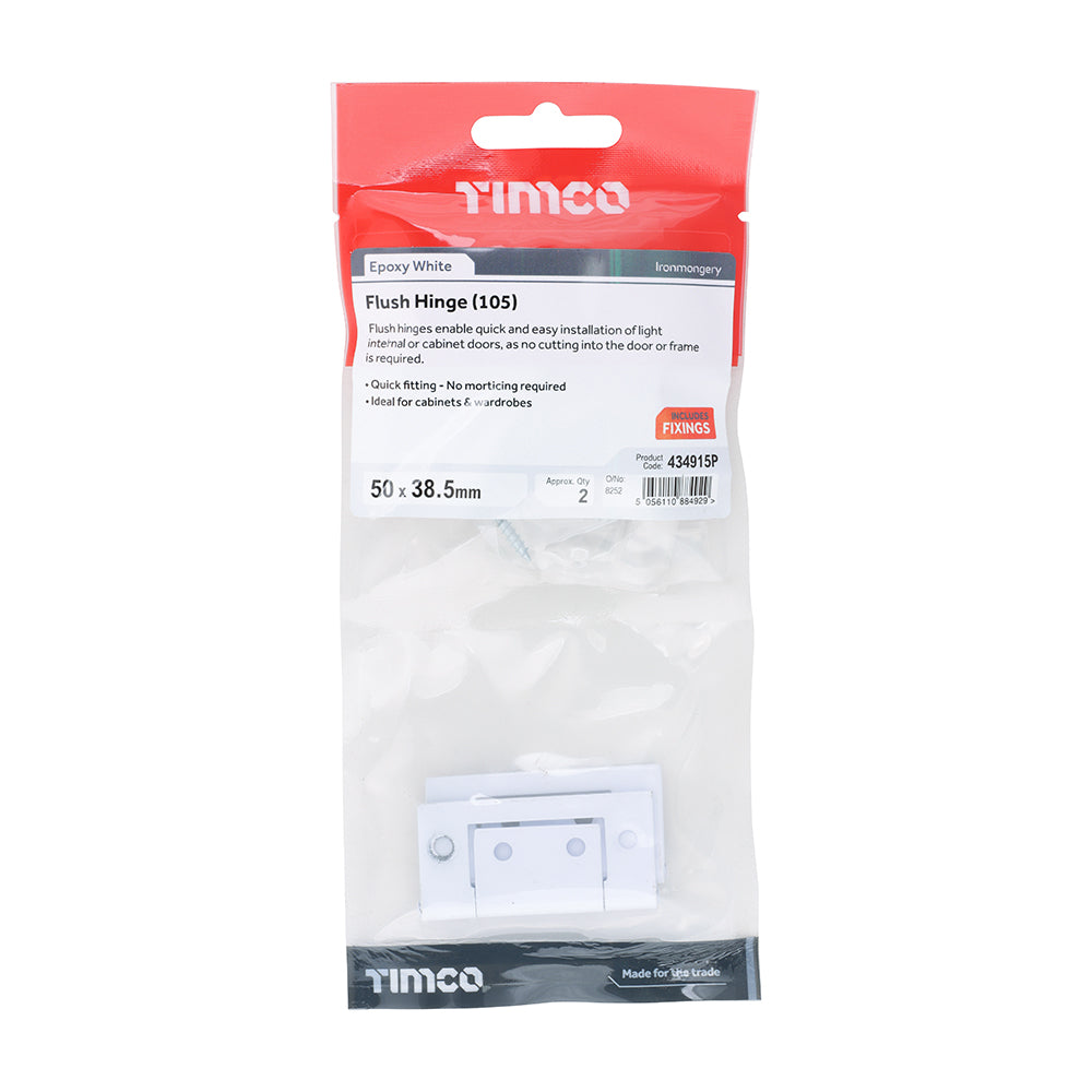 TIMCO Flush Hinge (105) - White - 50 x 38.5 - Image