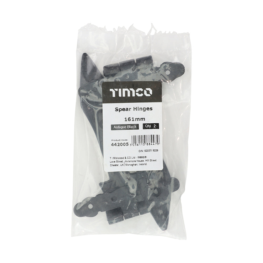 TIMCO Pair of Spear Hinges - Antique Black - 161mm - Image