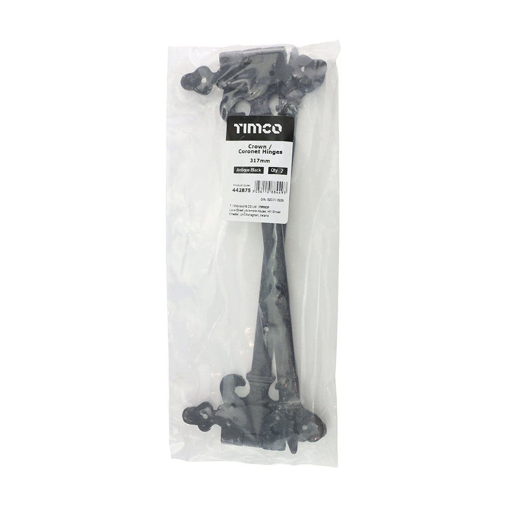 TIMCO Pair of Crown / Coronet Hinges - Antique Black - 317mm - Image