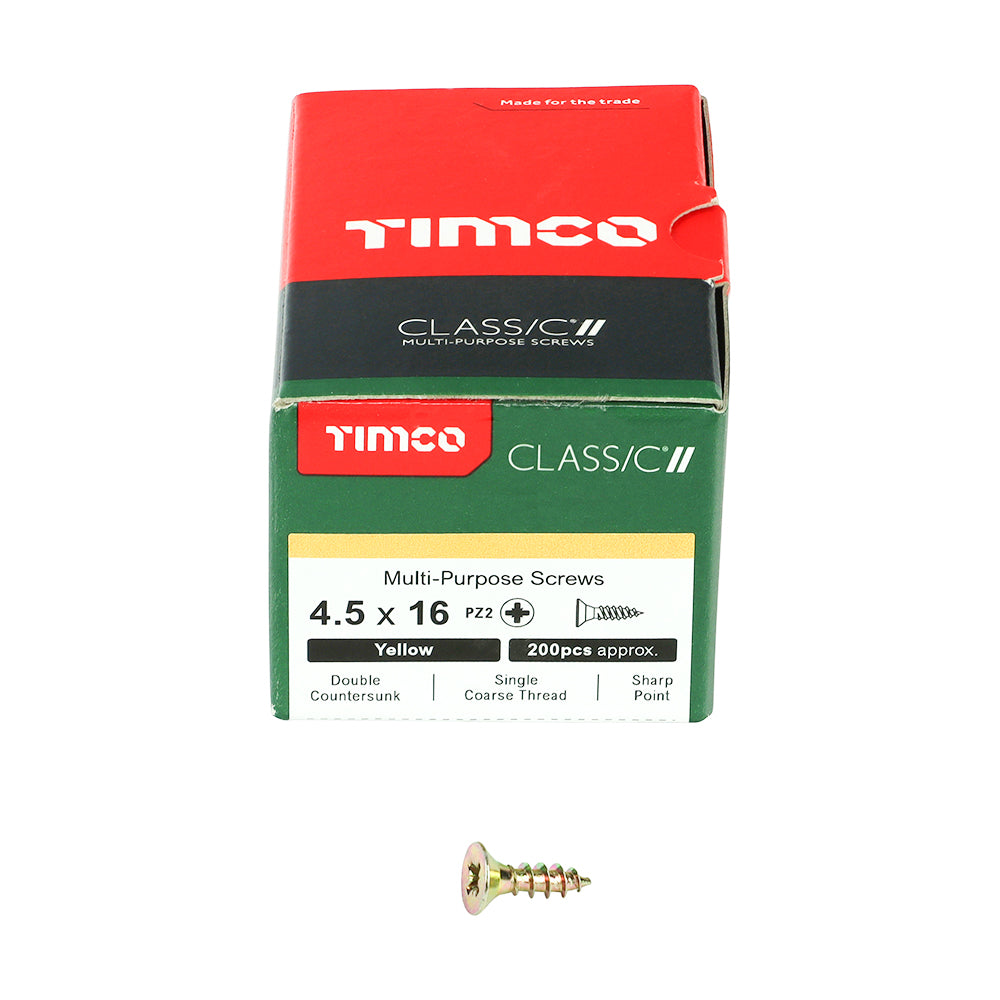 TIMCO Classic Multi-Purpose Countersunk Gold Woodscrews - 4.5 x 16 - Image