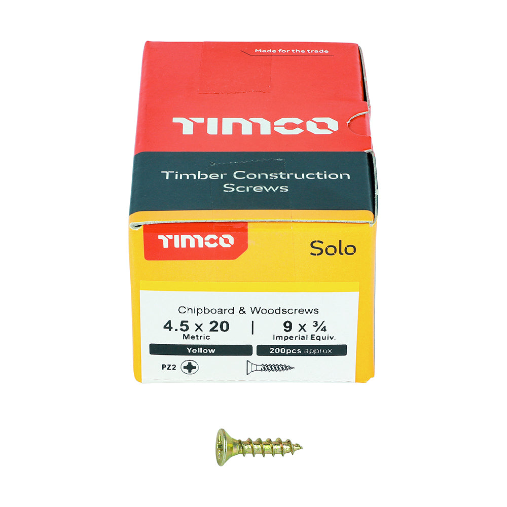 TIMCO Solo Countersunk Gold Woodscrews - 4.5 x 20 - Image