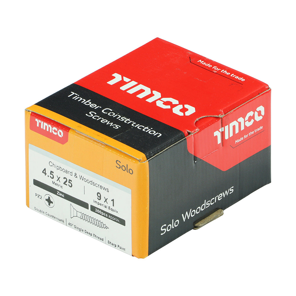 TIMCO Solo Countersunk Silver Woodscrews - 4.5 x 25 - Image