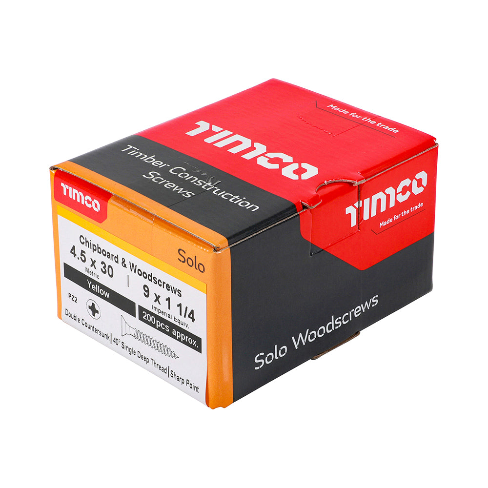 TIMCO Solo Countersunk Gold Woodscrews - 4.5 x 30 - Image