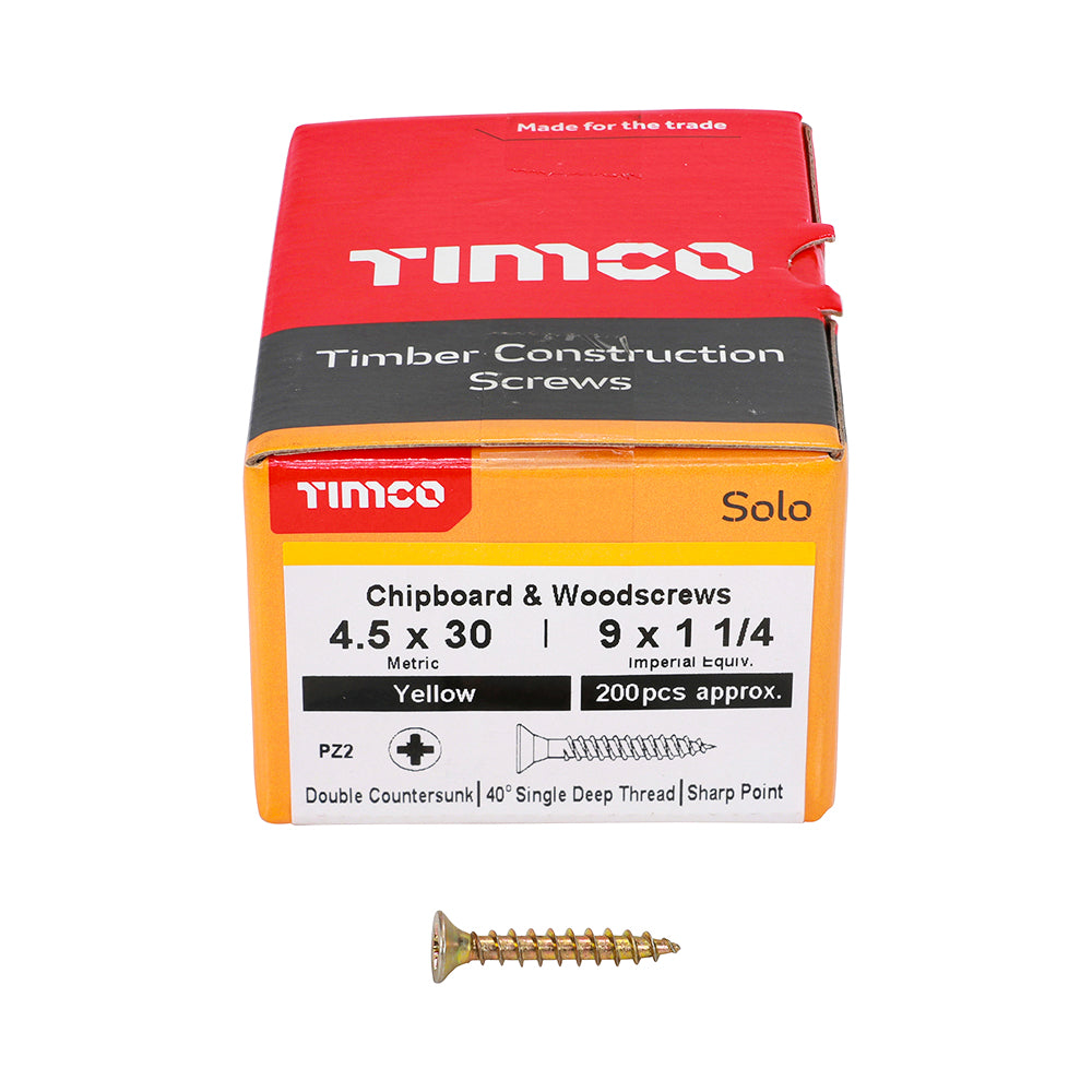 TIMCO Solo Countersunk Gold Woodscrews - 4.5 x 30 - Image