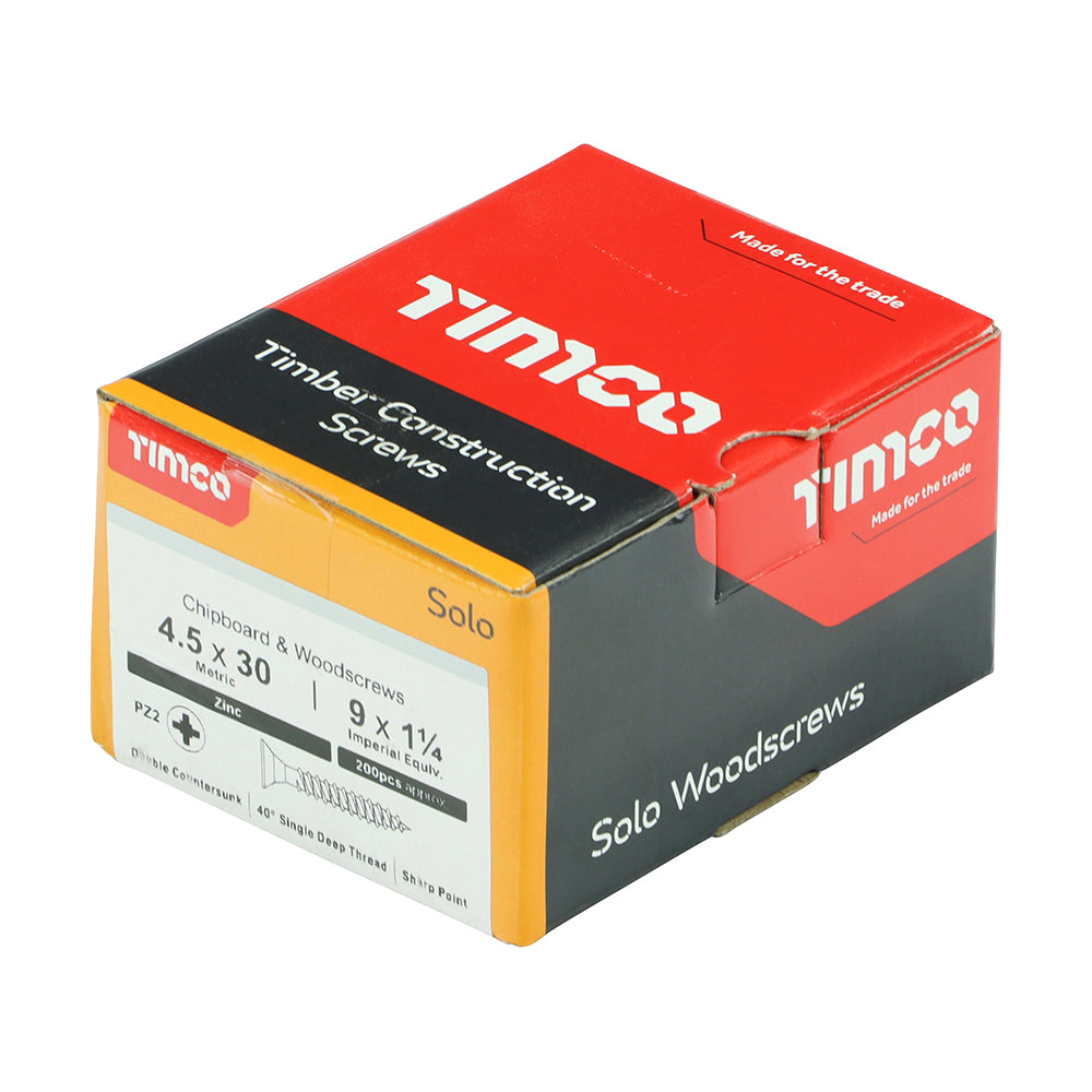 TIMCO Solo Countersunk Silver Woodscrews - 4.5 x 30 - Image