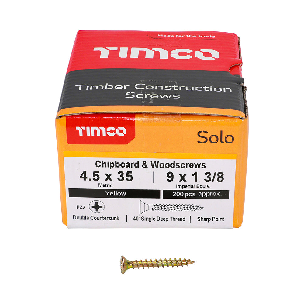 TIMCO Solo Countersunk Gold Woodscrews - 4.5 x 35 - Image