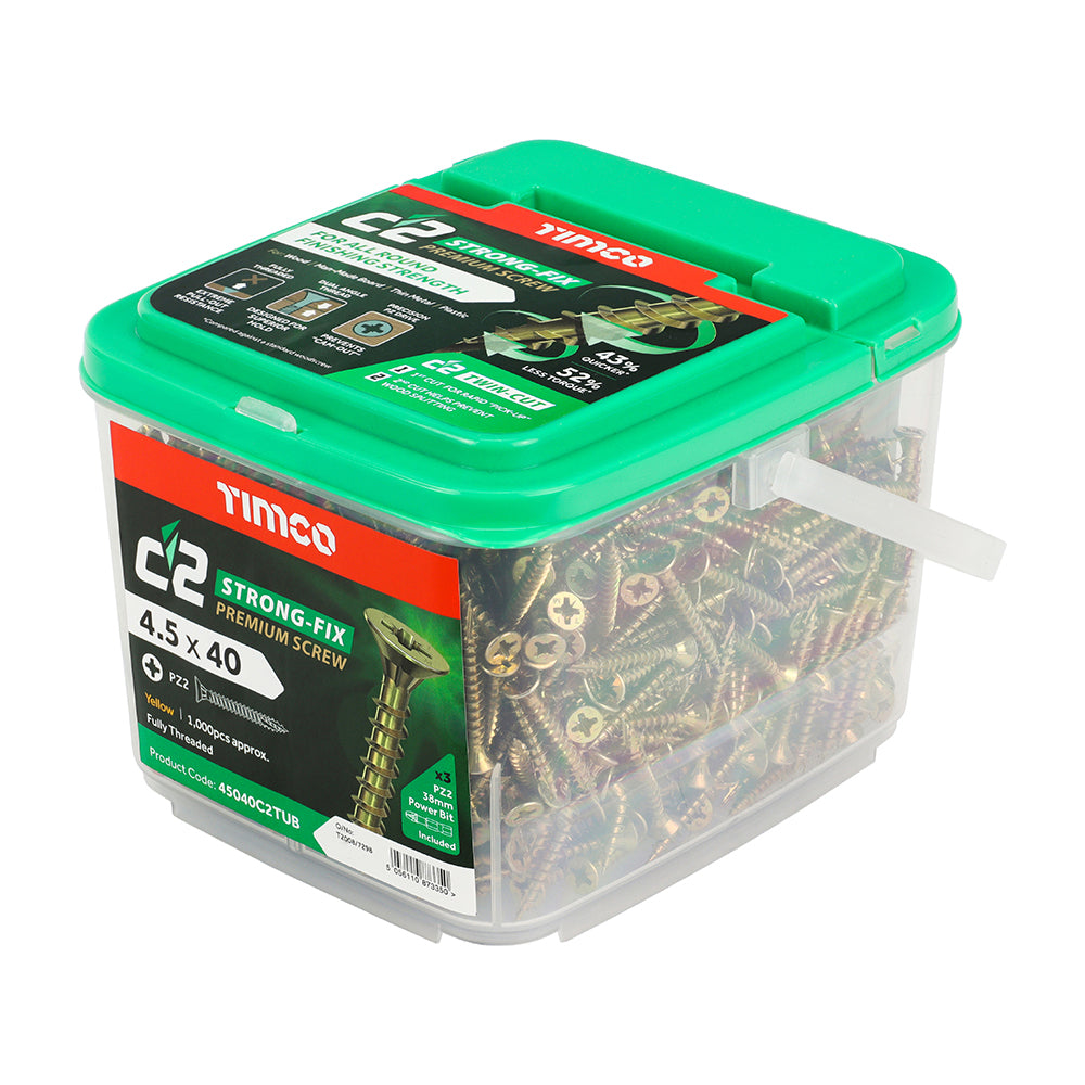 TIMCO C2 Strong-Fix Multi-Purpose Premium Countersunk Gold Woodscrews - 4.5 x 40