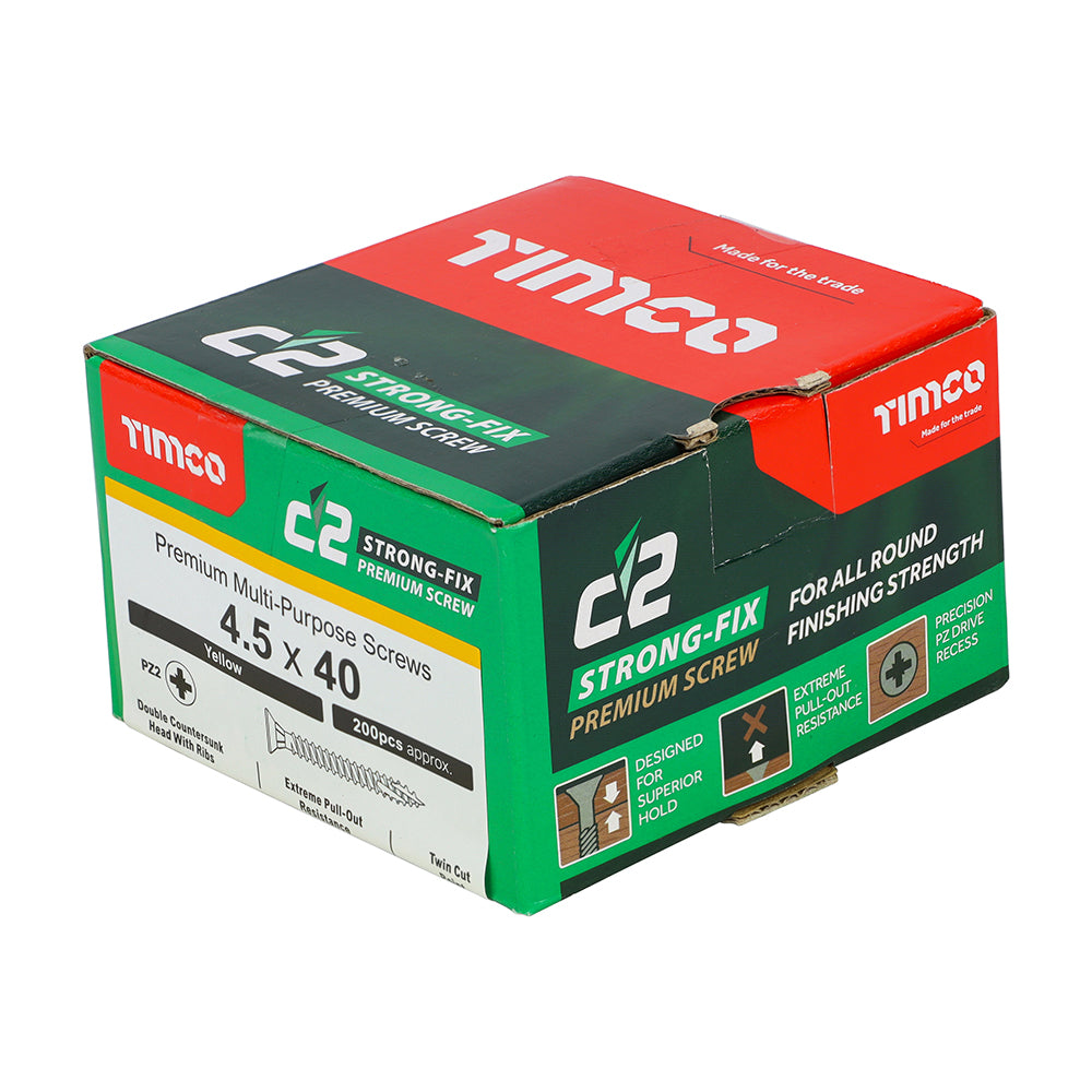 TIMCO C2 Strong-Fix Multi-Purpose Premium Countersunk Gold Woodscrews - 4.5 x 40 - Image