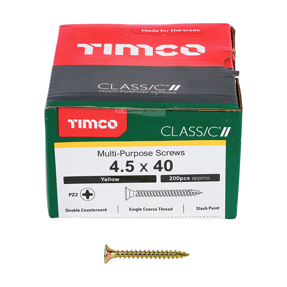 TIMCO Classic Multi-Purpose Countersunk Gold Woodscrews - 4.5 x 40 - Image