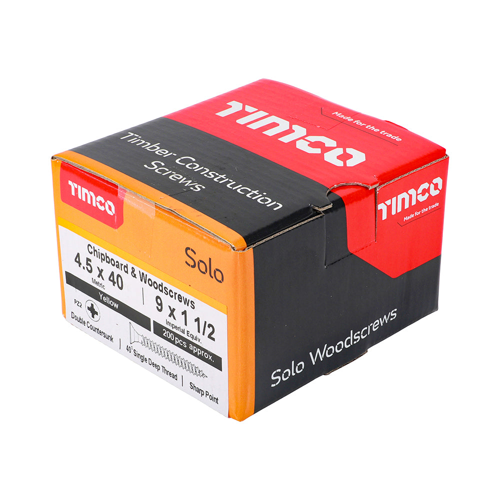 TIMCO Solo Countersunk Gold Woodscrews - 4.5 x 40 - Image