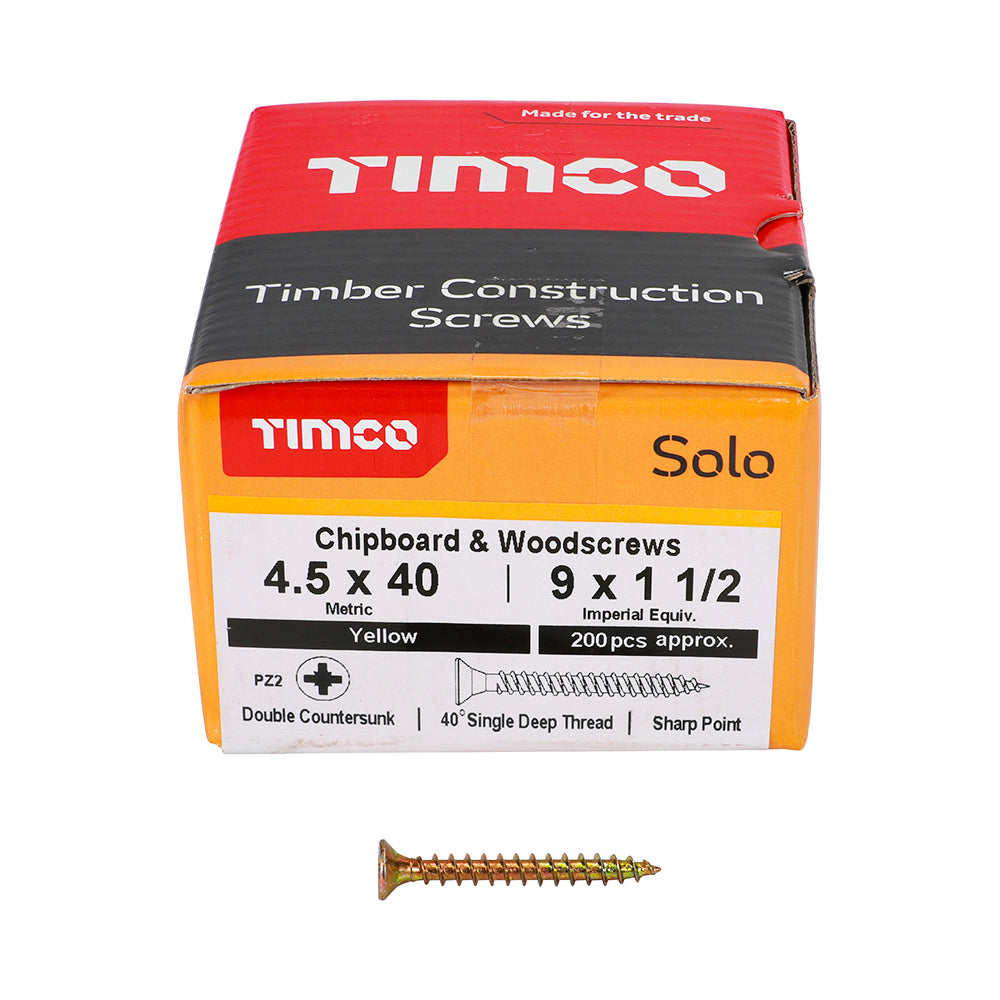 TIMCO Solo Countersunk Gold Woodscrews - 4.5 x 40 - Image