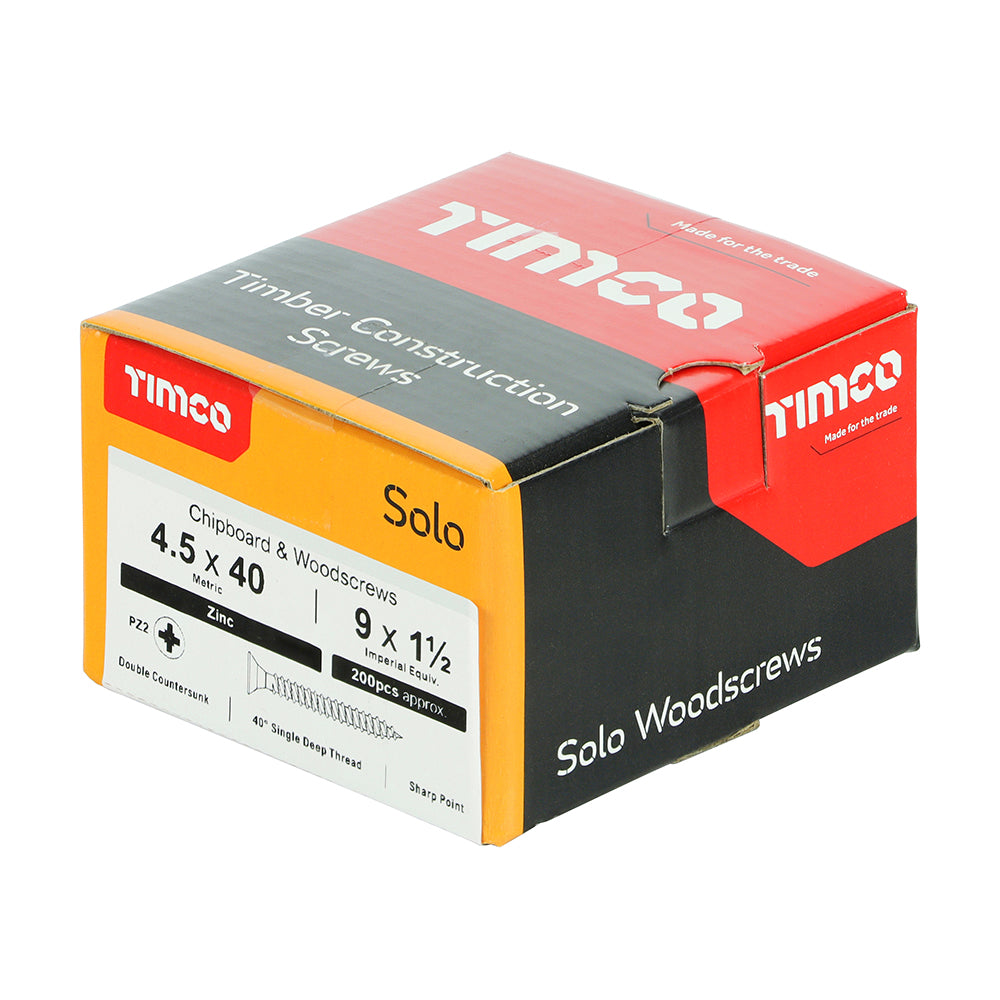 TIMCO Solo Countersunk Silver Woodscrews - 4.5 x 40 - Image
