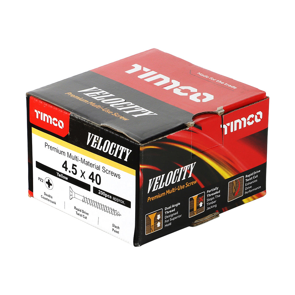 TIMCO Velocity Premium Multi-Use Countersunk Gold Woodscrews - 4.5 x 40 - Image