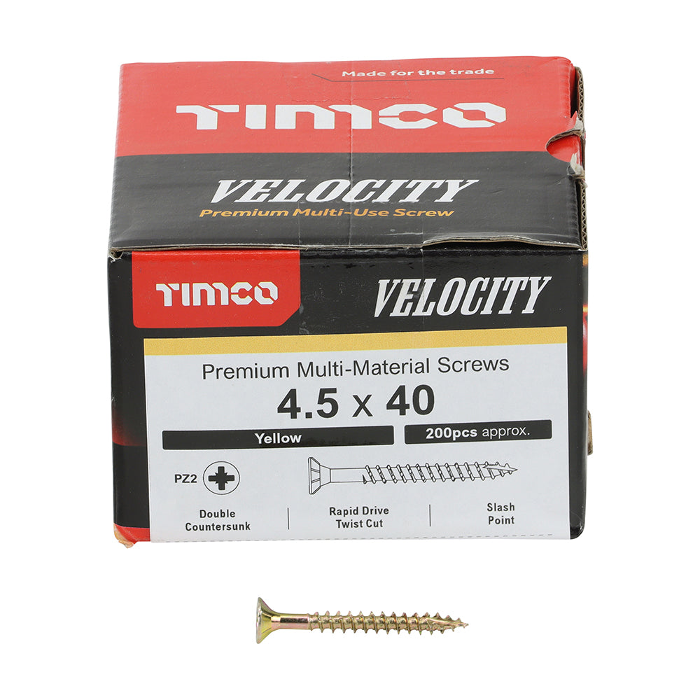 TIMCO Velocity Premium Multi-Use Countersunk Gold Woodscrews - 4.5 x 40 - Image