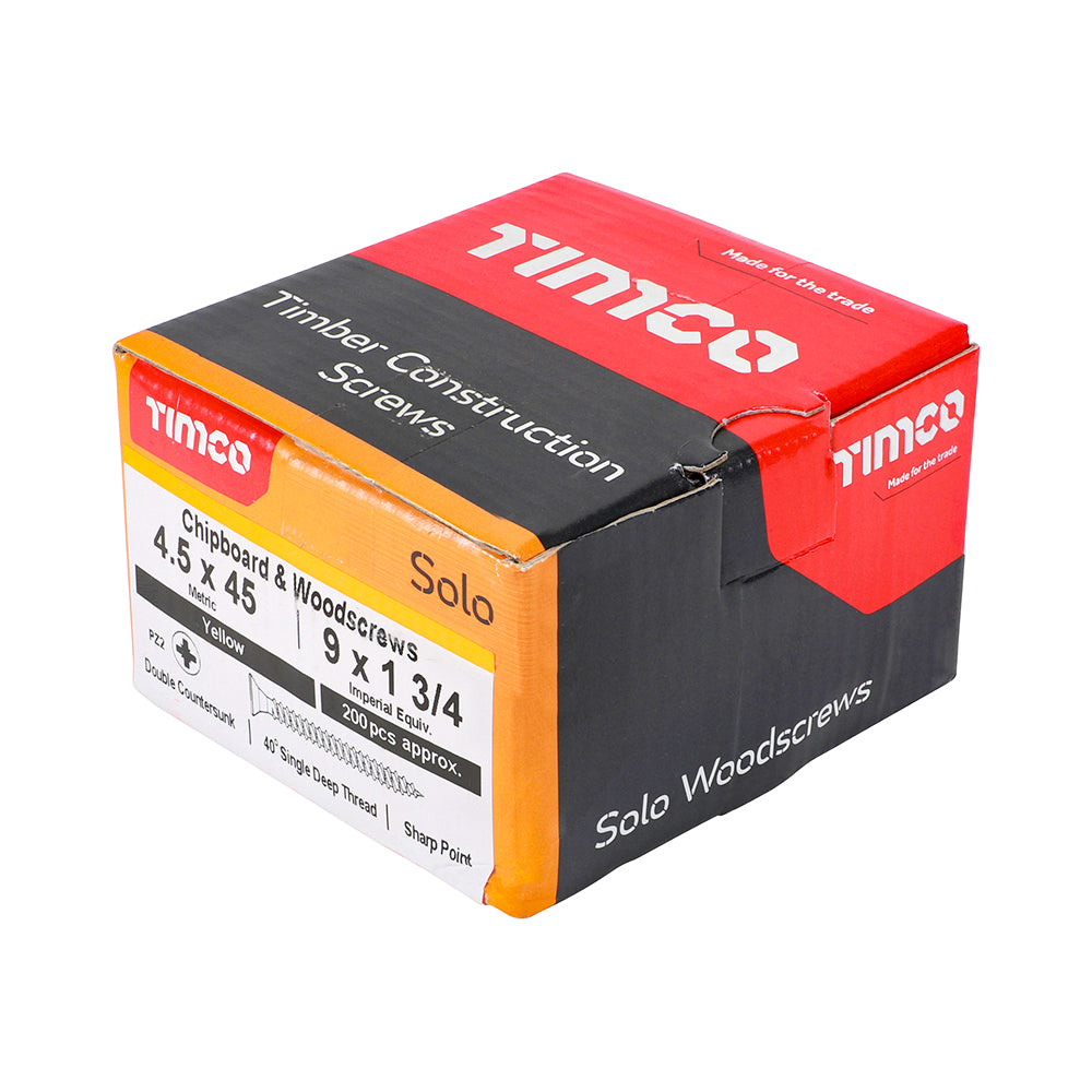 TIMCO Solo Countersunk Gold Woodscrews - 4.5 x 45 - Image