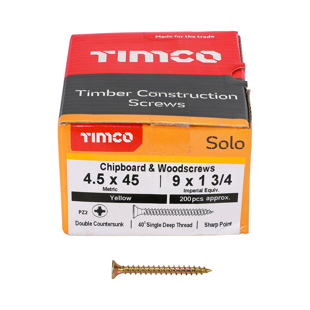 TIMCO Solo Countersunk Gold Woodscrews - 4.5 x 45 - Image