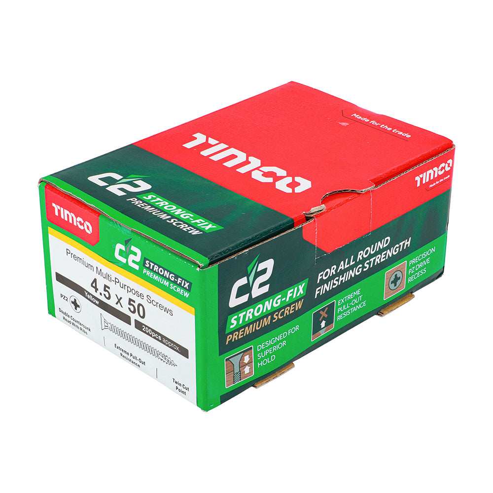 TIMCO C2 Strong-Fix Multi-Purpose Premium Countersunk Gold Woodscrews - 4.5 x 50 - Image