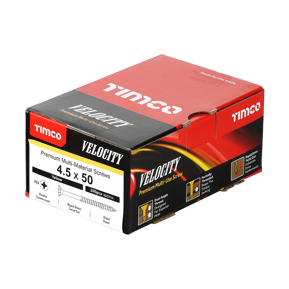 TIMCO Velocity Premium Multi-Use Countersunk Gold Woodscrews - 4.5 x 50 - Image