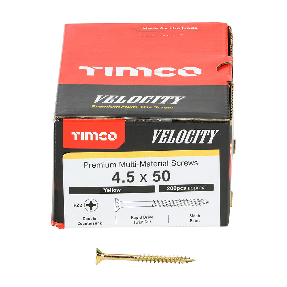 TIMCO Velocity Premium Multi-Use Countersunk Gold Woodscrews - 4.5 x 50 - Image