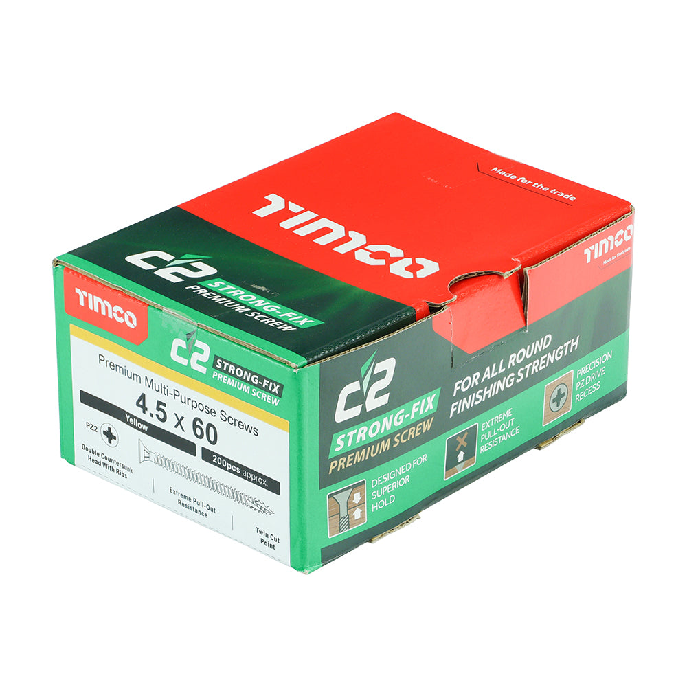 TIMCO C2 Strong-Fix Multi-Purpose Premium Countersunk Gold Woodscrews - 4.5 x 60 - Image