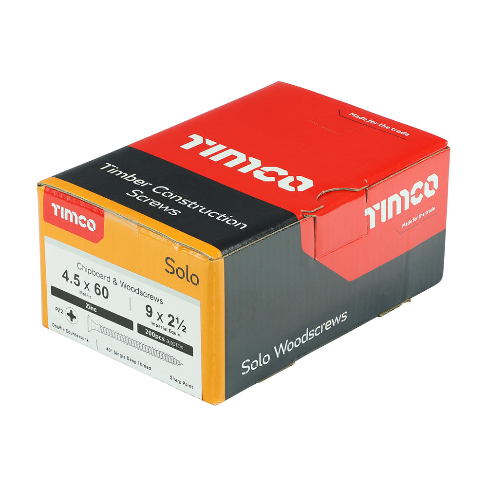TIMCO Solo Countersunk Silver Woodscrews - 4.5 x 60 - Image