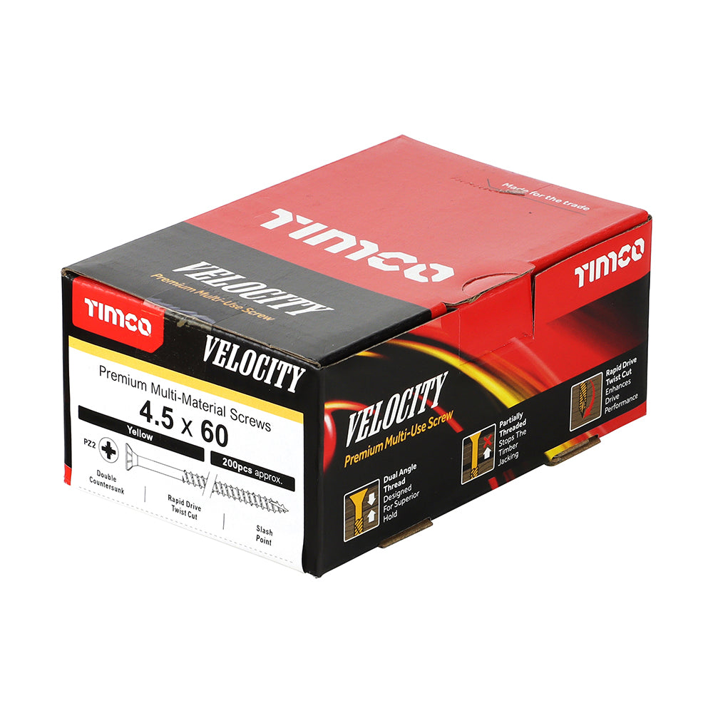 TIMCO Velocity Premium Multi-Use Countersunk Gold Woodscrews - 4.5 x 60 - Image