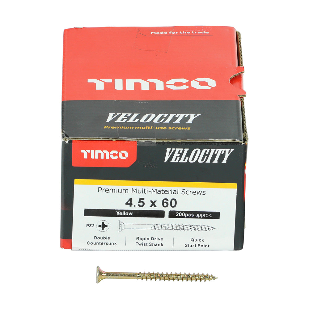 TIMCO Velocity Premium Multi-Use Countersunk Gold Woodscrews - 4.5 x 60 - Image