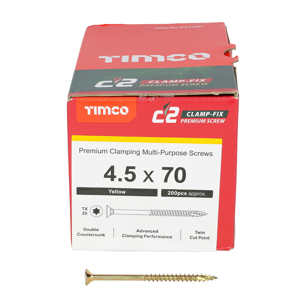 TIMCO C2 Clamp-Fix Multi-Purpose Premium Countersunk Gold Woodscrews - 4.5 x 70 - Image