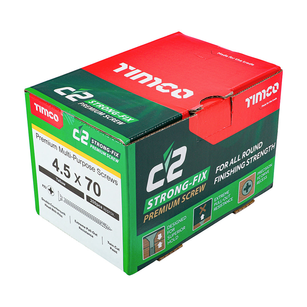 TIMCO C2 Strong-Fix Multi-Purpose Premium Countersunk Gold Woodscrews - 4.5 x 70 - Image