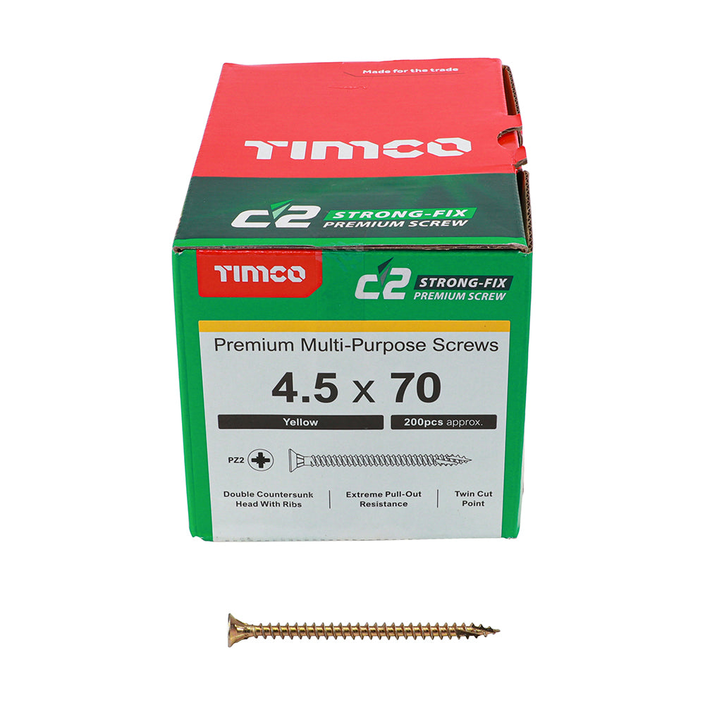 TIMCO C2 Strong-Fix Multi-Purpose Premium Countersunk Gold Woodscrews - 4.5 x 70 - Image