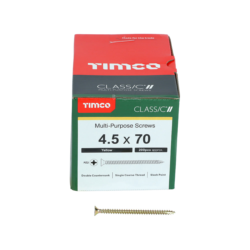 TIMCO Classic Multi-Purpose Countersunk Gold Woodscrews - 4.5 x 70 - Image