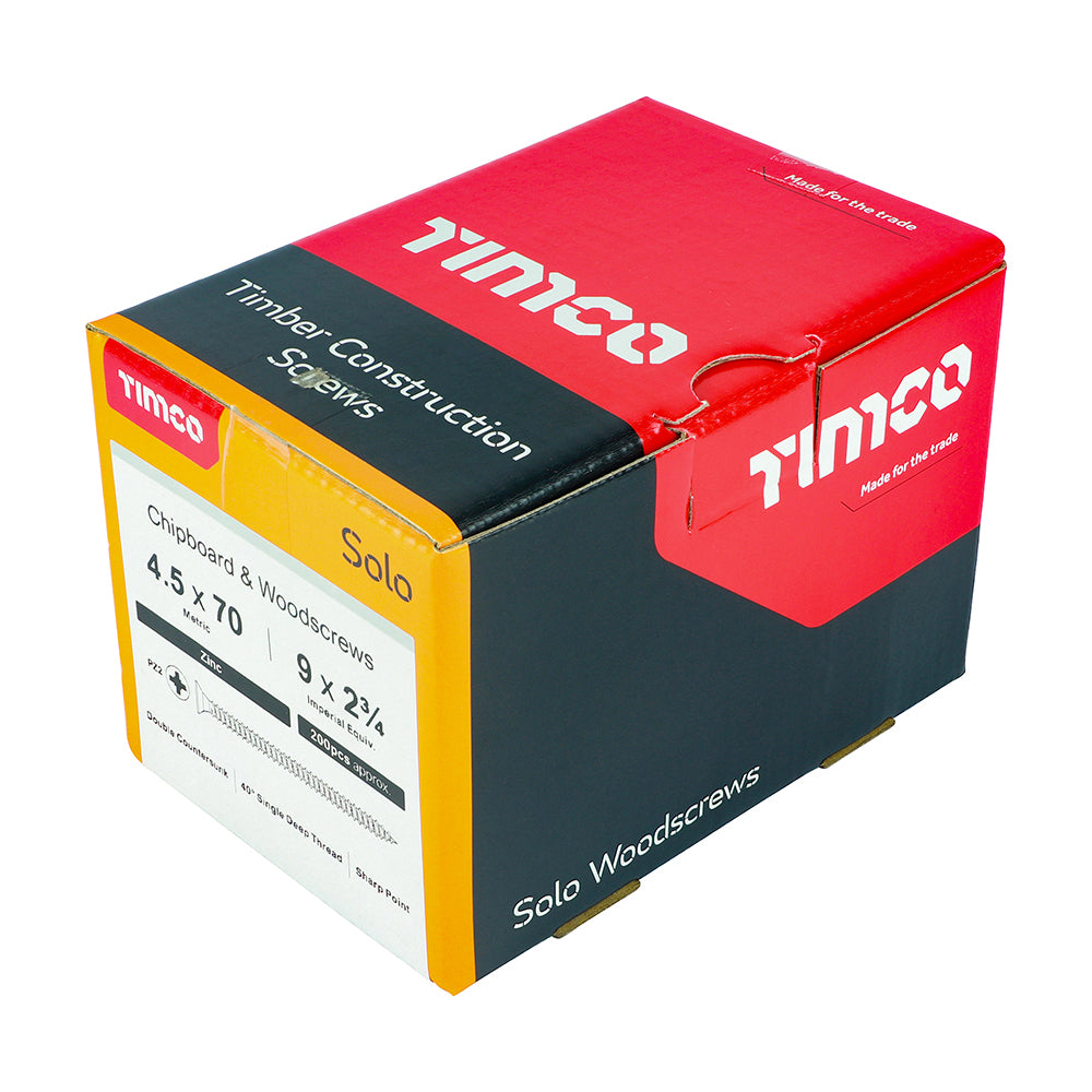 TIMCO Solo Countersunk Silver Woodscrews - 4.5 x 70 - Image