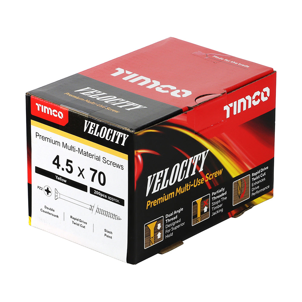 TIMCO Velocity Premium Multi-Use Countersunk Gold Woodscrews - 4.5 x 70 - Image