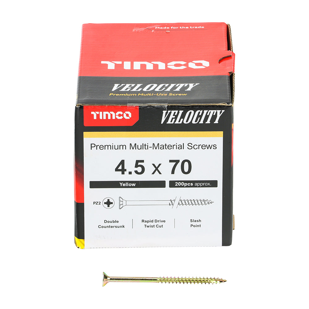 TIMCO Velocity Premium Multi-Use Countersunk Gold Woodscrews - 4.5 x 70 - Image